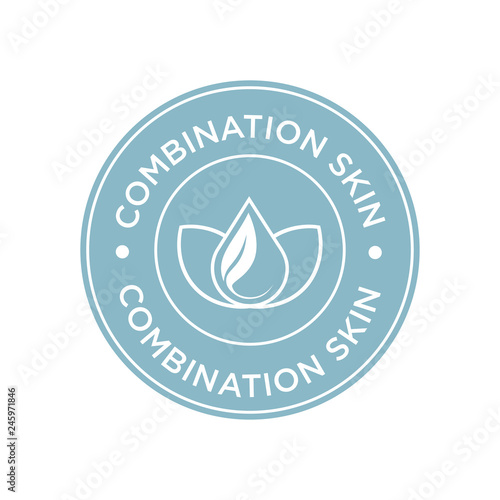 Combination skin icon. Label with skin type indicator for personal care products.