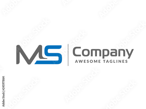 initial letter MS geometric strong monogram logo vector illustration isolated on white background	