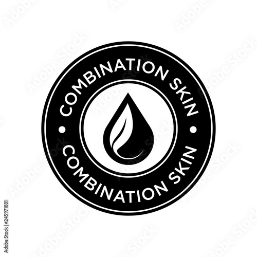 Combination skin icon. Label with skin type indicator for personal care products.