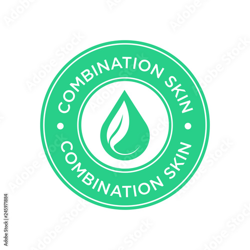 Combination skin icon. Label with skin type indicator for personal care products.