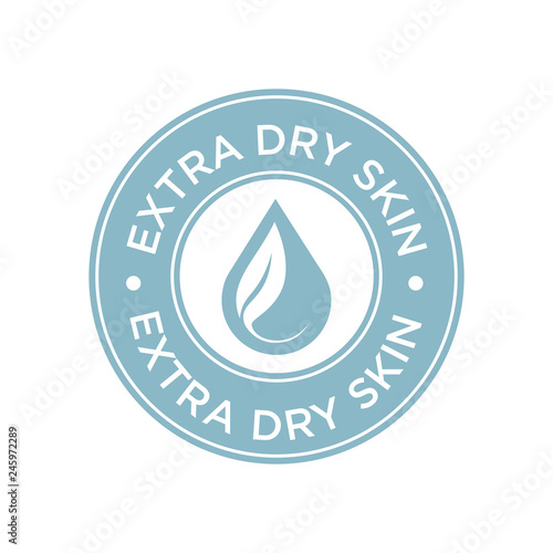 Extra dry skin icon. Label with skin type indicator for personal care products.