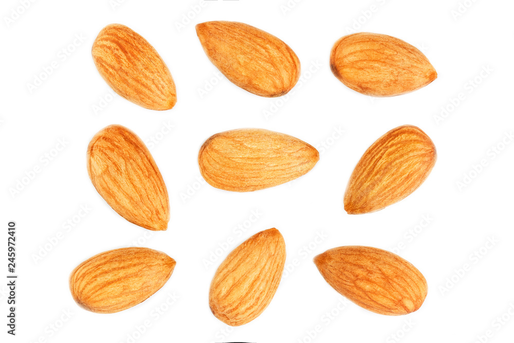Almond isolated. Nuts on white background. Collection. Clipping path included. Full depth of field Almond isolated. Nuts on white background. Collection. Clipping path included. Full depth of field