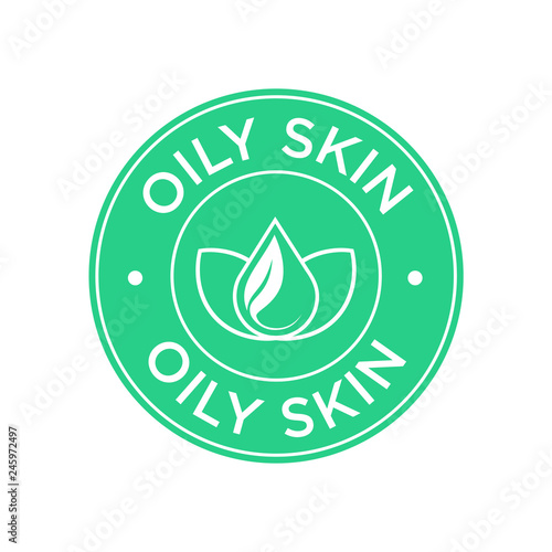 Oily skin icon. Label with skin type indicator for personal care products.