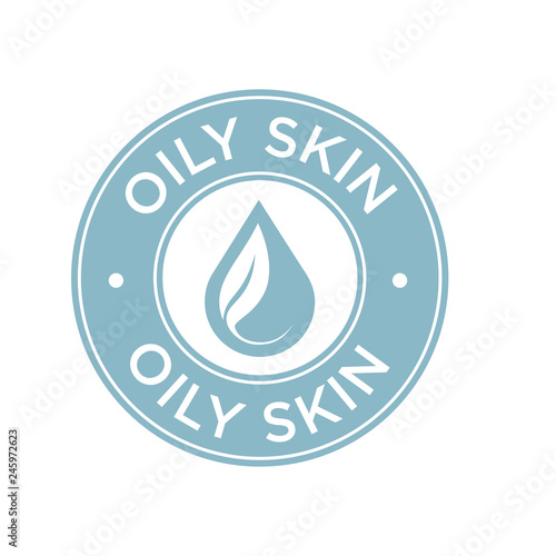 Oily skin icon. Label with skin type indicator for personal care products.