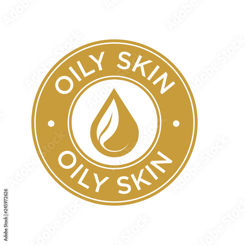 Oily skin icon. Label with skin type indicator for personal care products.
