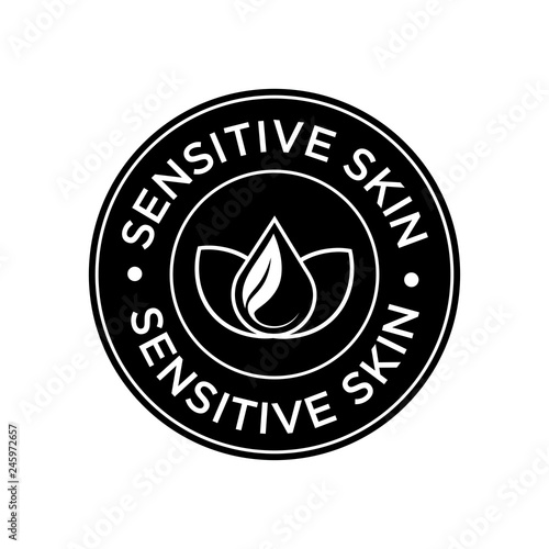 Sensitive skin icon. Label with skin type indicator for personal care products.