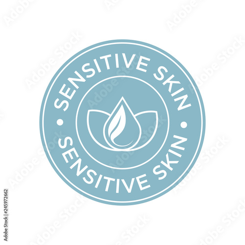 Sensitive skin icon. Label with skin type indicator for personal care products.