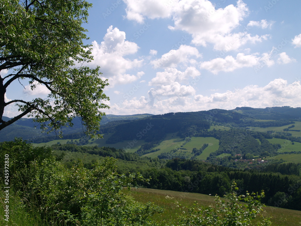 landscape with hills and cloudy sky