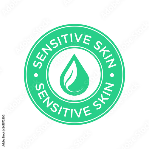 Sensitive skin icon. Label with skin type indicator for personal care products.