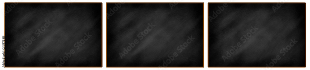 Three blank blackboards in a row