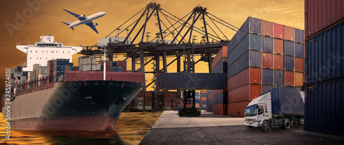 Logistic Import Export Background, Business logistic concept, import and export concept.