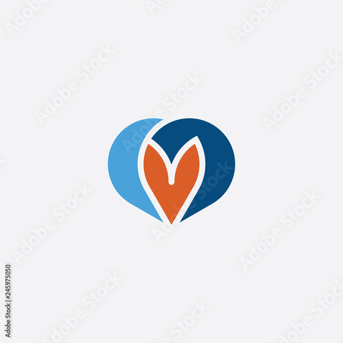 letter m and v mv sign vector symbol logo
