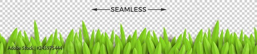Green paper grass on a checkered background. Horizontal seamless design. Vector illustration.