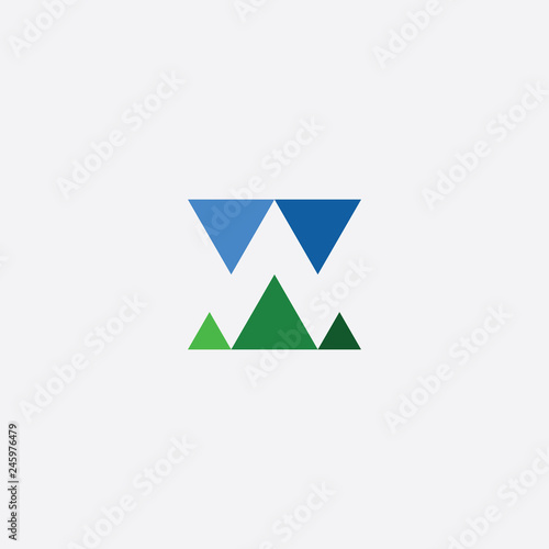 invisible letter w negative space logo vector icon