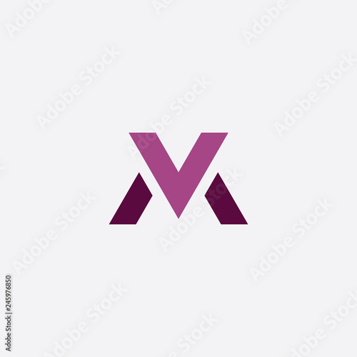 letter m and v symbol logotype vector