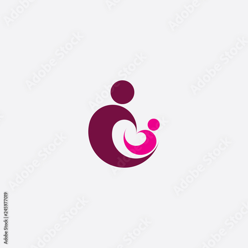 mother and baby playing logo vector icon