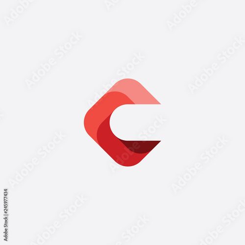 Free Download red geometric letter c icon sign element - GFXLoad