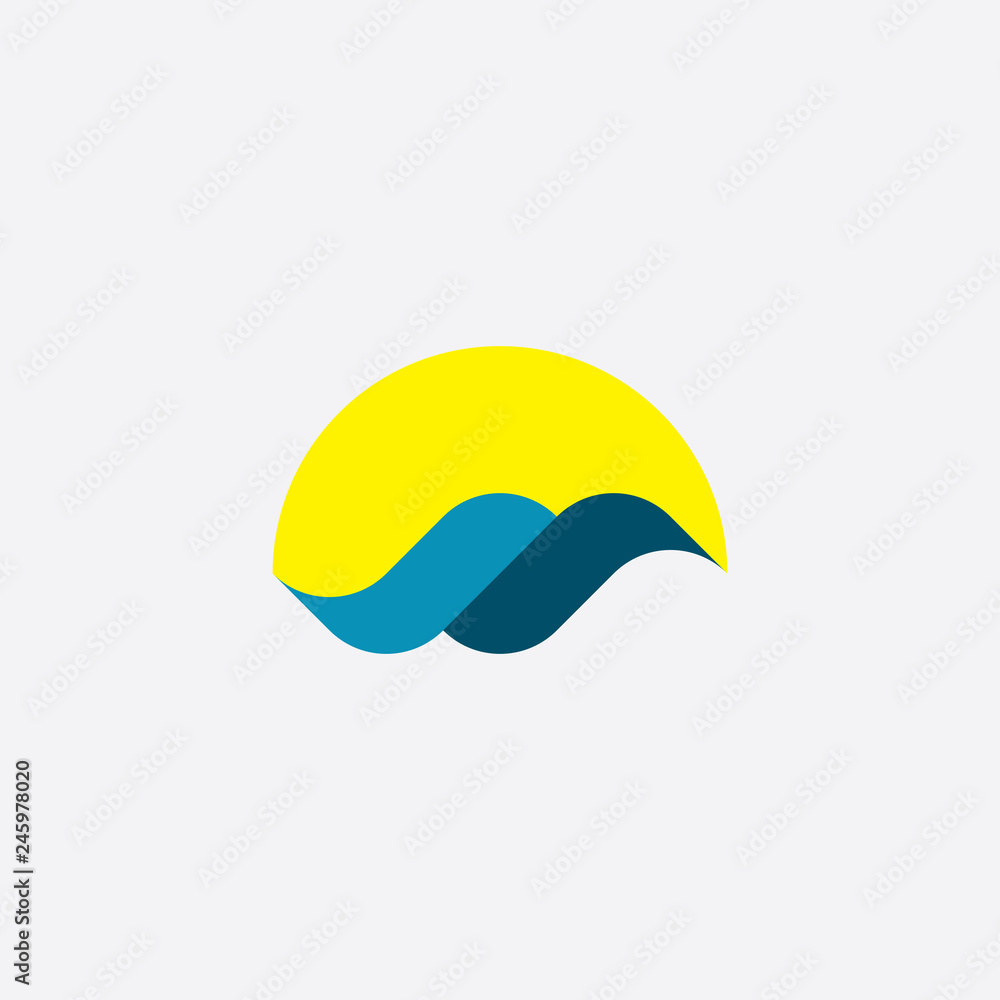 tourism logo icon water wave sun vector element tourism logo icon water wave sun vector element