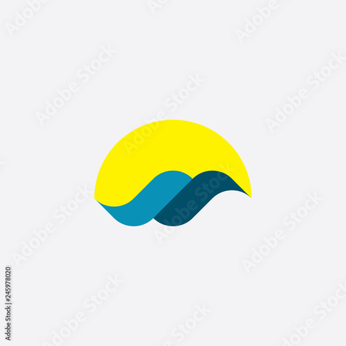 tourism logo icon water wave sun vector element