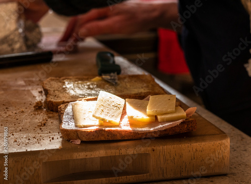 Woman making sandwiches photo