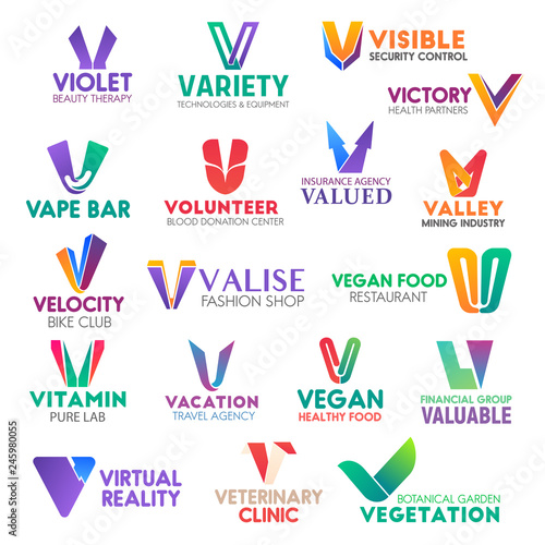 Business icons, letter V, corporate identity