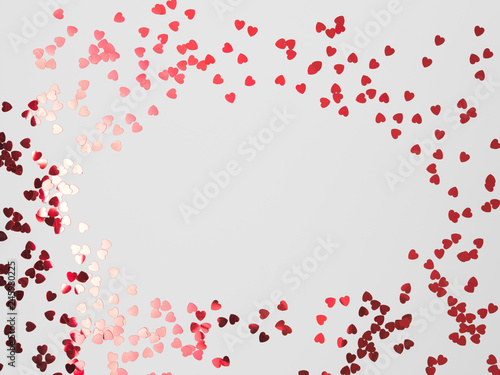 Fototapeta Naklejka Na Ścianę i Meble -  many, little glittering red hearts on valentine day white background