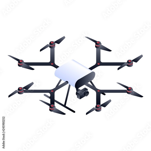 Eight motor drone icon. Isometric of eight motor drone vector icon for web design isolated on white background