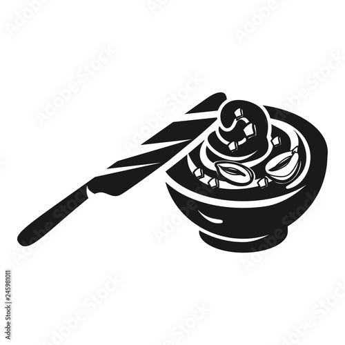 Peanut butter on a knife icon. Simple illustration of peanut butter on a knife vector icon for web design isolated on white background