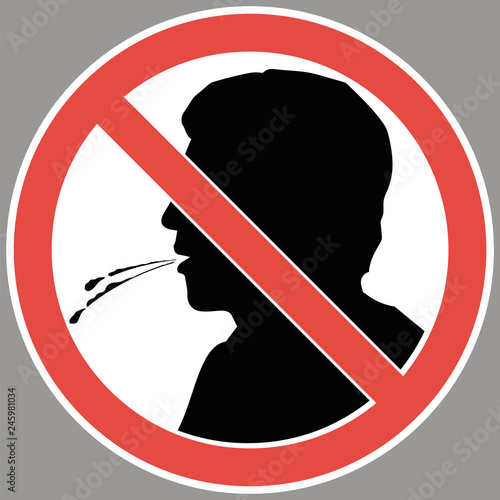 Sign-do not spit. Information prohibiting a person from performing certain actions in the environment.