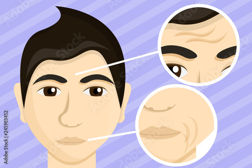 Man face lifting concept banner. Cartoon illustration of man face lifting vector concept banner for web design