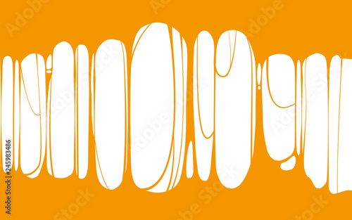 Slime sticky orange banner, spittle, snot. Frame of scary zombie, alien slime. Cartoon flat slime isolated object. Fiction party design element. Vector, template background, illistration, isolated