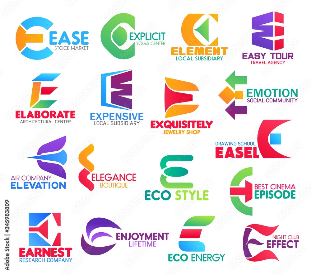 Business icons, letter E, corporate identity Business icons, letter E, corporate identity