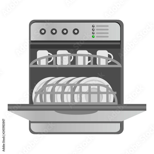 Kitchen dishwasher icon. Cartoon of kitchen dishwasher vector icon for web design isolated on white background