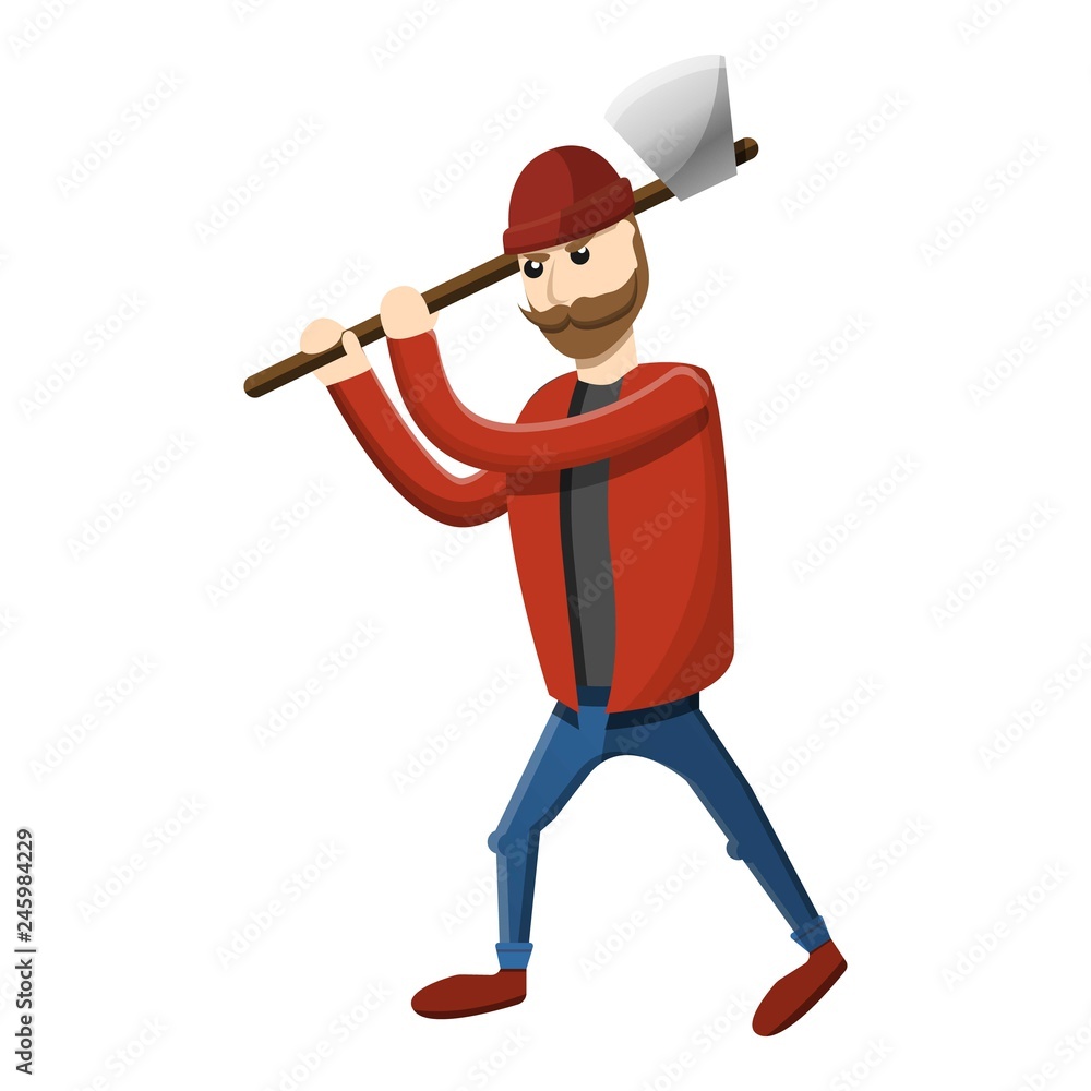 Axe up lumberjack icon. Cartoon of axe up lumberjack vector icon for web design isolated on white background Axe up lumberjack icon. Cartoon of axe up lumberjack vector icon for web design isolated on white background