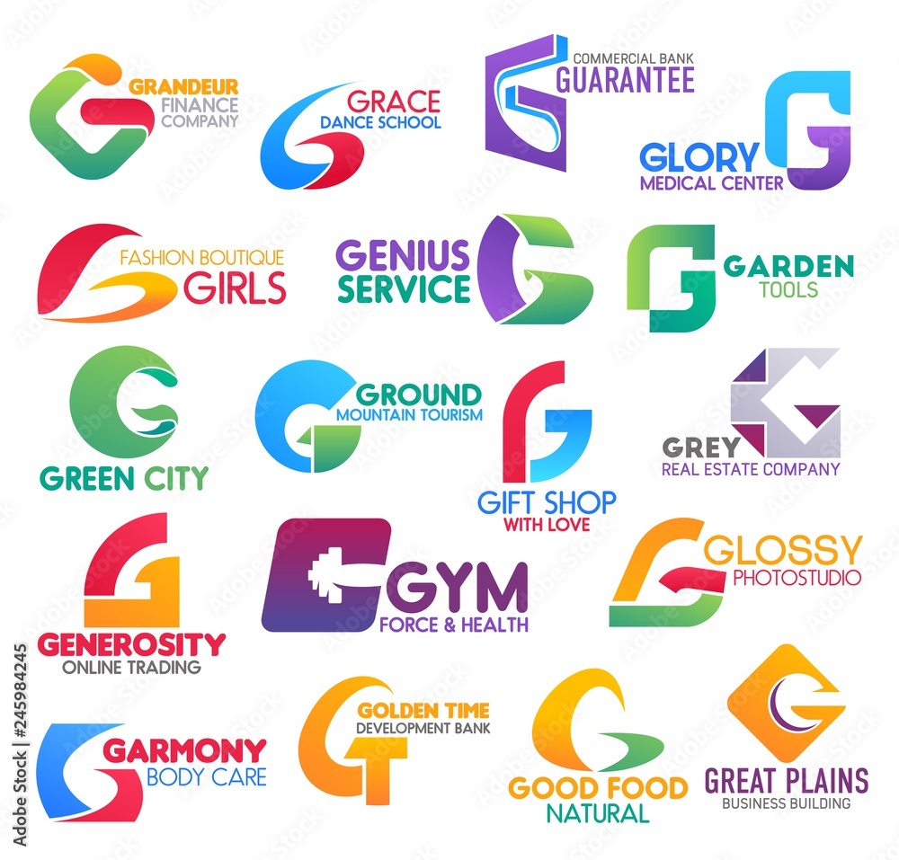 Naklejka premium Business icons, letter G, corporate identity
