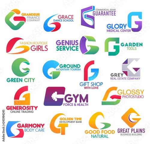 Business icons, letter G, corporate identity