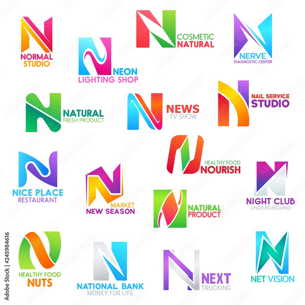 Business icons, letter N, corporate identity Business icons, letter N, corporate identity