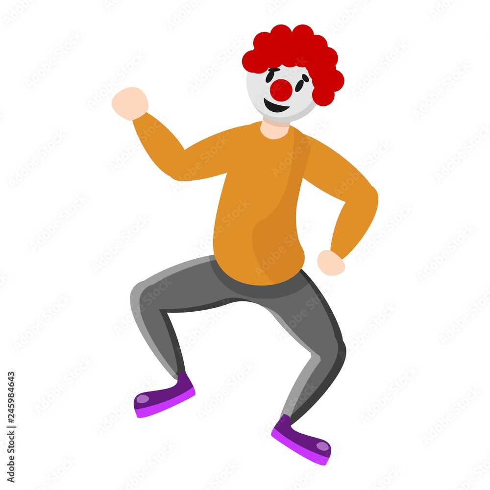 Dancing clown icon. Cartoon of dancing clown vector icon for web design isolated on white background