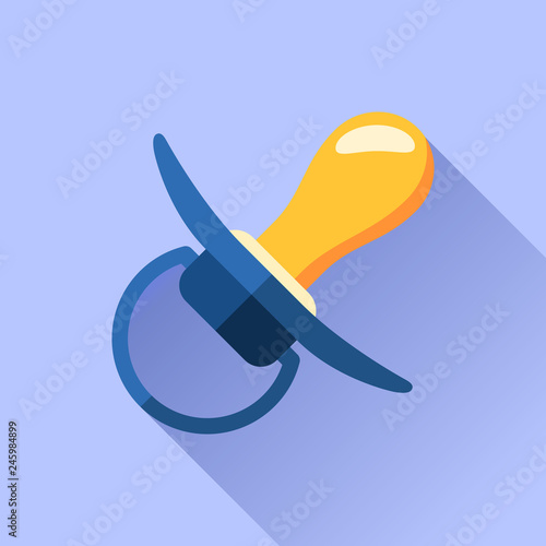 Nipple icon in flat style. Children soother on color background. Vector design object for you business project 