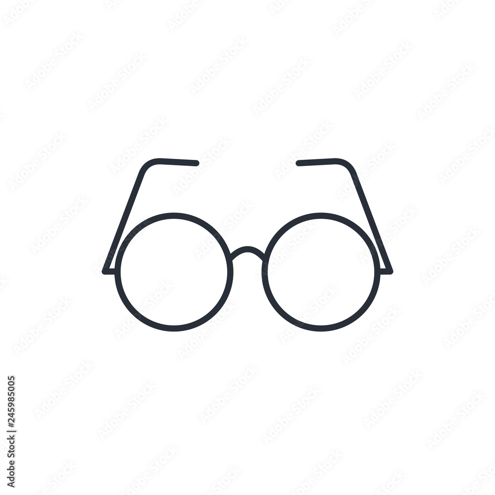Round glasses. Vector linear icon, white background. Round glasses. Vector linear icon, white background.