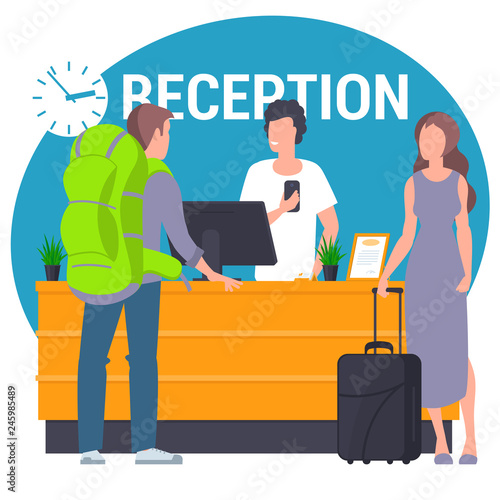 Guests at hostel lobby