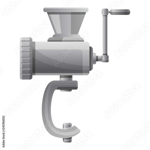 Old hand meat grinder icon. Cartoon of old hand meat grinder vector icon for web design isolated on white background