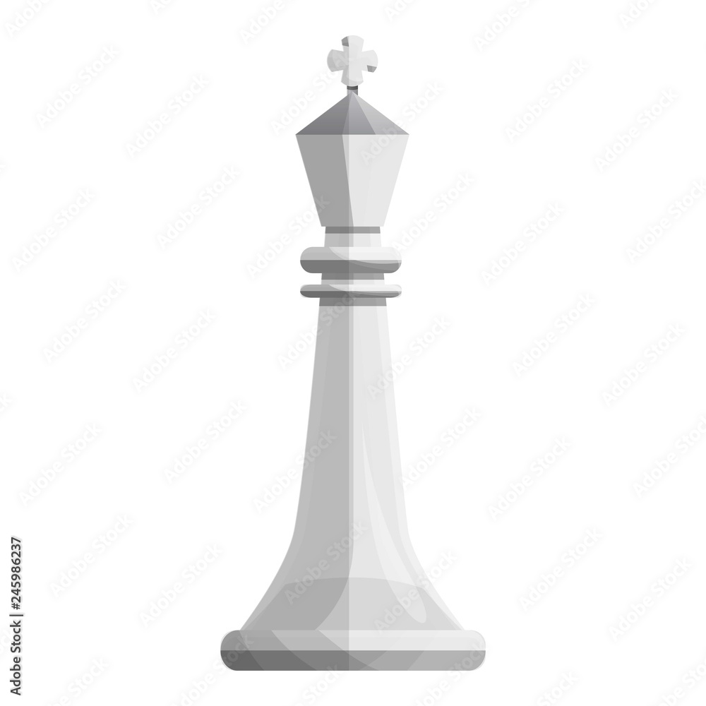 King white chess icon. Cartoon of king white chess vector icon for web design isolated on white background