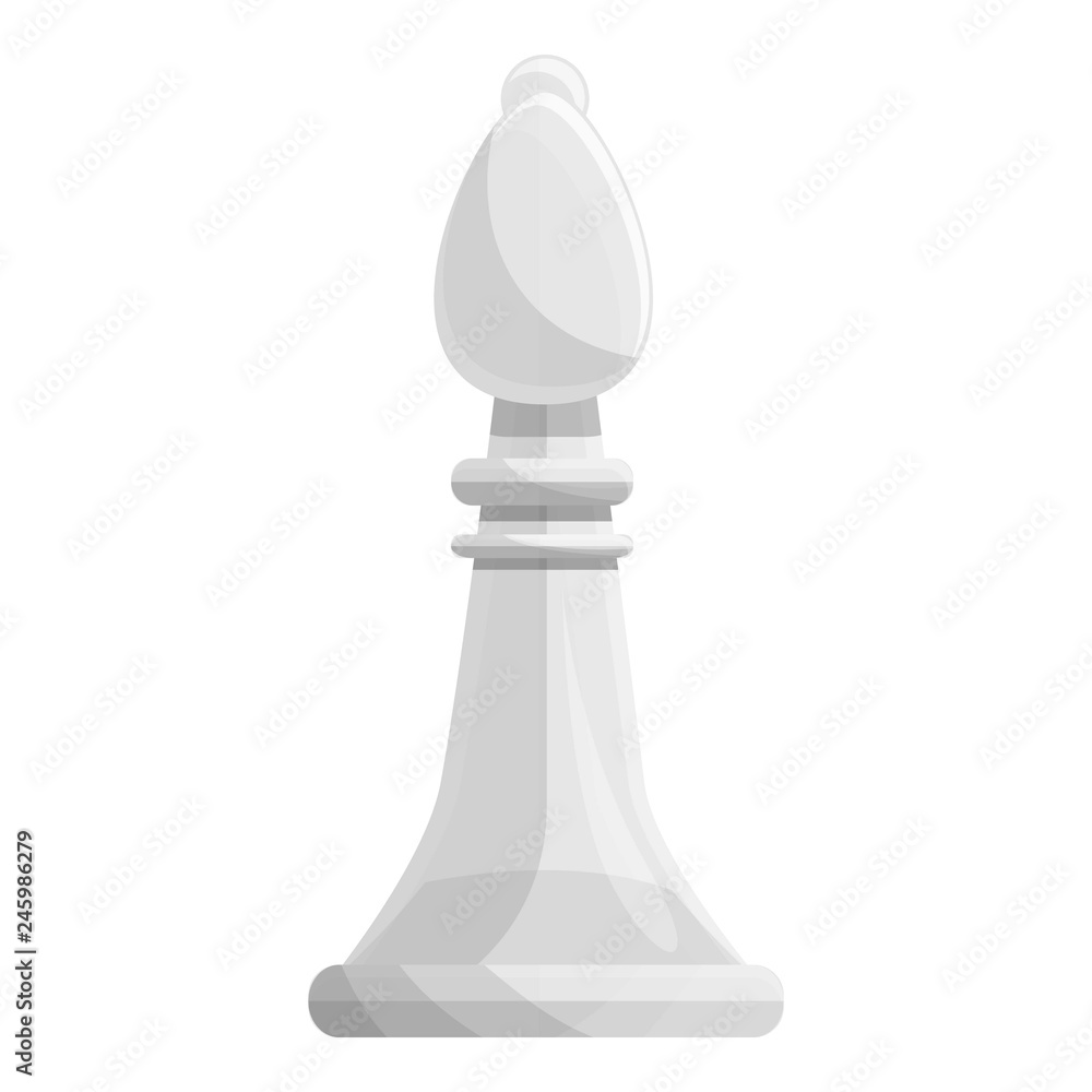 White bishop piece icon. Cartoon of white bishop piece vector icon for web design isolated on white background White bishop piece icon. Cartoon of white bishop piece vector icon for web design isolated on white background