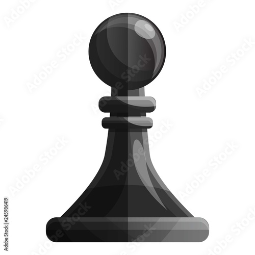 Black pawn piece icon. Cartoon of black pawn piece vector icon for web design isolated on white background