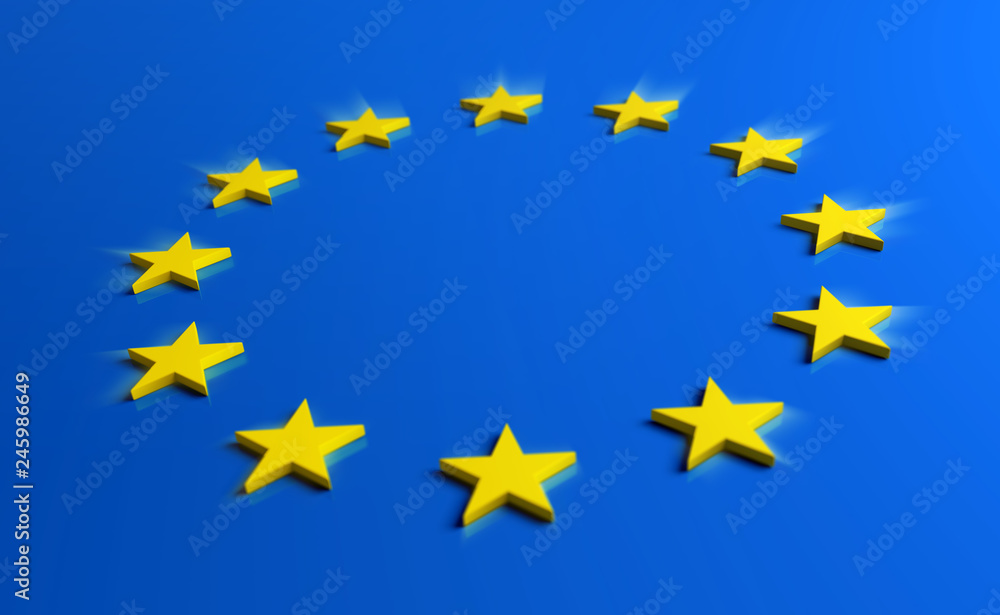 Europe blue flag with yellow stars Europe blue flag with yellow stars