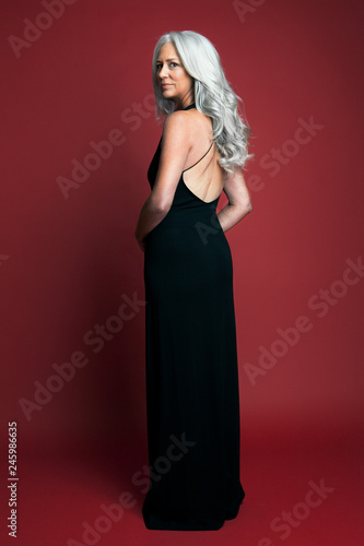 Portrait of mature woman with gray hair