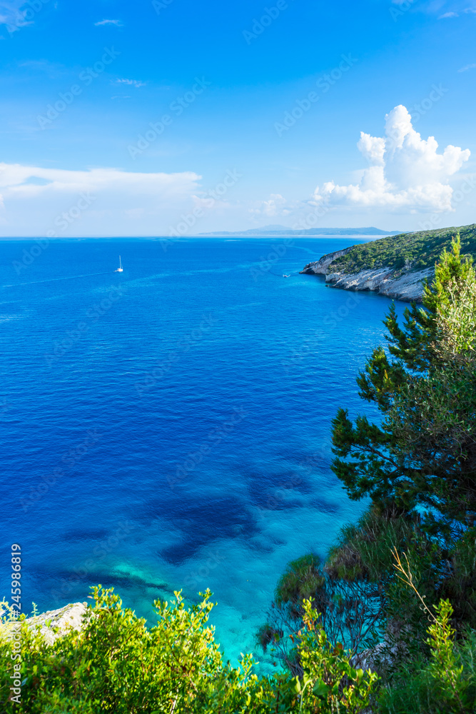 Greece, Zakynthos, Beautiful waterside of north cape skinari