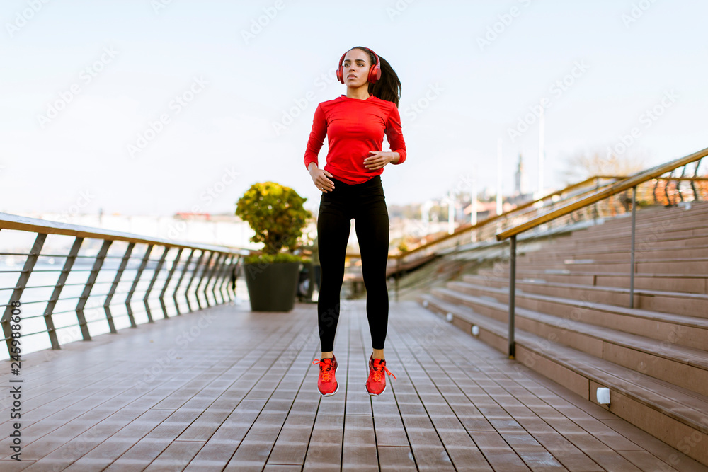 Young woman exercising outside