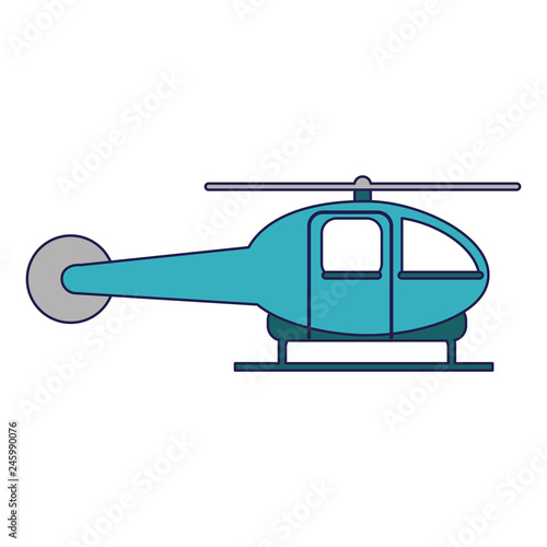 helicopter aircraft sideview blue lines